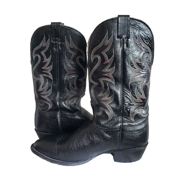 Nocona Boots Black Men’s Leather Cowboy Boots Embroidered SZ 12 2E USA MADE
